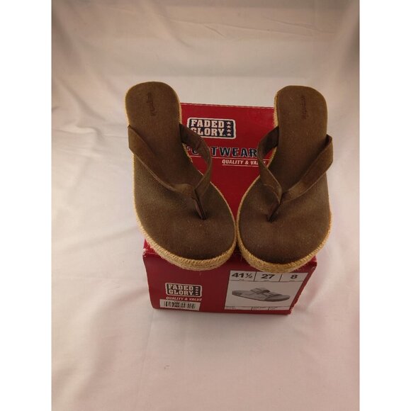 Aeropostale Brown Flip Flop Wedge Sandals Shoe Size 9 - Picture 2 of 4